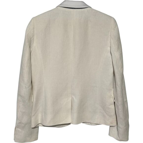 J. Crew Ivory Single Button Linen Blend Blazer with Contrast Satin Collar (6) - Picture 6 of 14